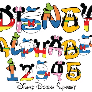 Mouse and Friends Doodle Alphabet Png, Cartoons Letters Png, Doodle Letters, Character Alphabet Png, Mouse Alphabet Png, Doodle Letters Png