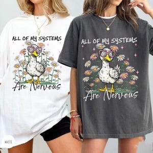 Anxiety Duck PNG, Cute Nervous Goose Design, Funny Animal With Glasses Clipart, Sarcastic Daisy PNG, Mental Health Humor Shirt Art