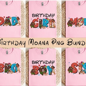 Paquete de imágenes PNG de familia isleña, imágenes PNG de cumpleaños tropical para niña y niño, diseño de camiseta para papá, mamá, hermano y hermana, sublimación de letras tribales, imágenes PNG de familia con temática oceánica