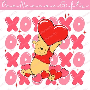 Xoxo Winnie The Pooh Svg, Valentine Heart Cartoon Svg, Love Valentine Svg, Couple Matching Shirt, Family Trip Svg Digital