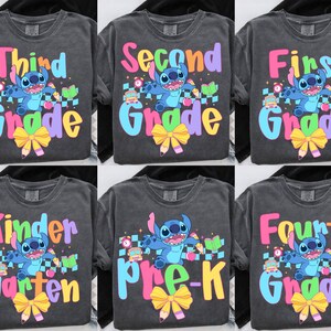 Blue Alien Back To School PNG Bundle, First Day Of School Design, Pre-K To 4th Grade, Kawaii Cartoon Style, Pastel Bow, Cute School PNG