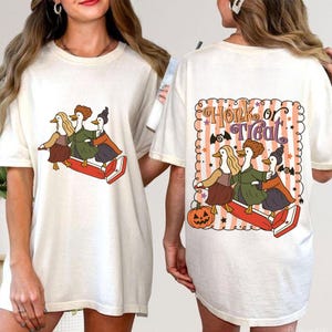 Honk Or Treat PNG, Halloween Goose Witch Trio Clipart, Funny Goose On Vacuum PNG, Spooky Cute Halloween Sublimation Design