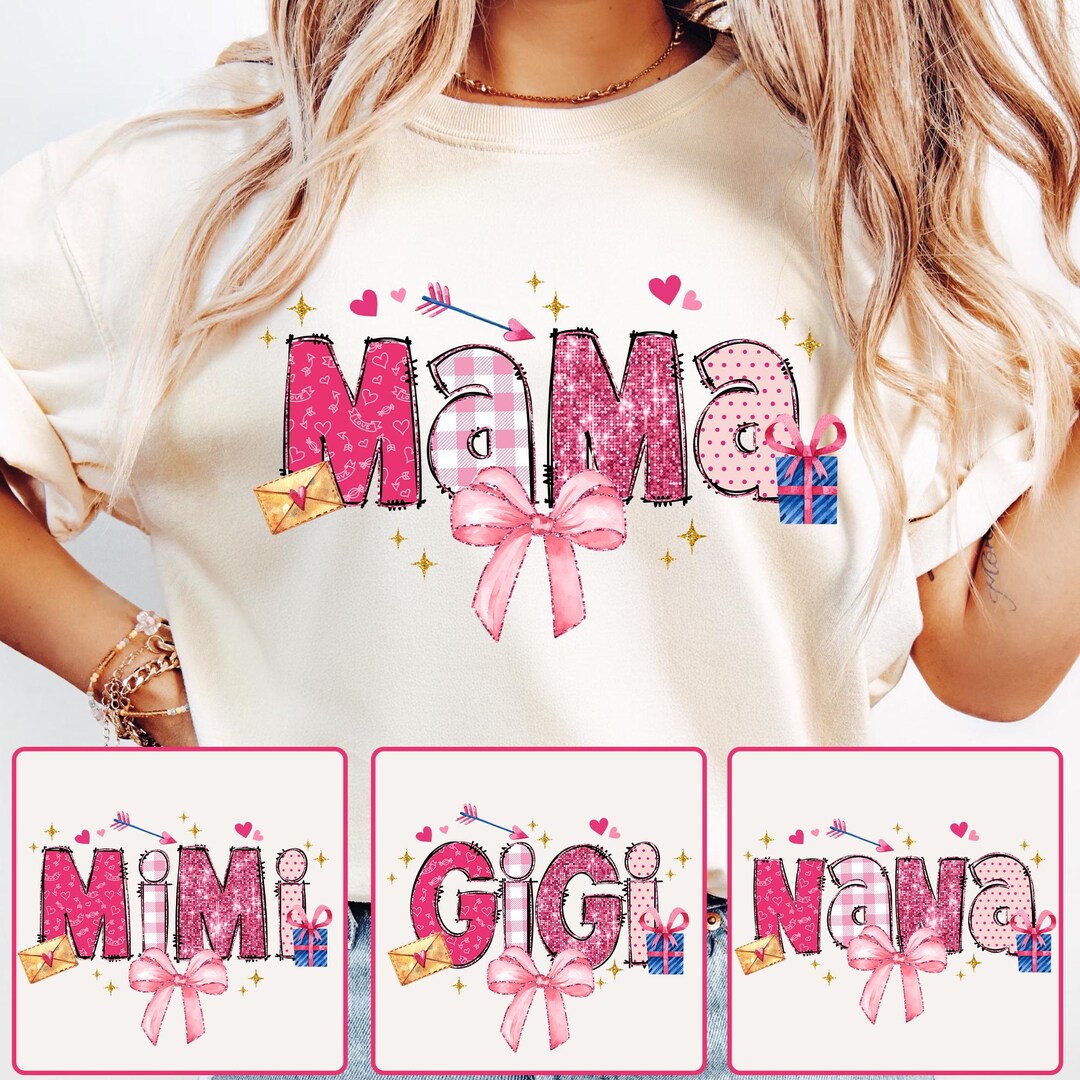 Pink Coquette Valentine Mama Png Bundle, Brushstroke Heart Valentine ...