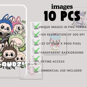 Funny Labubu Characters Clipart Bundle, Monsters Character, Colorful ...