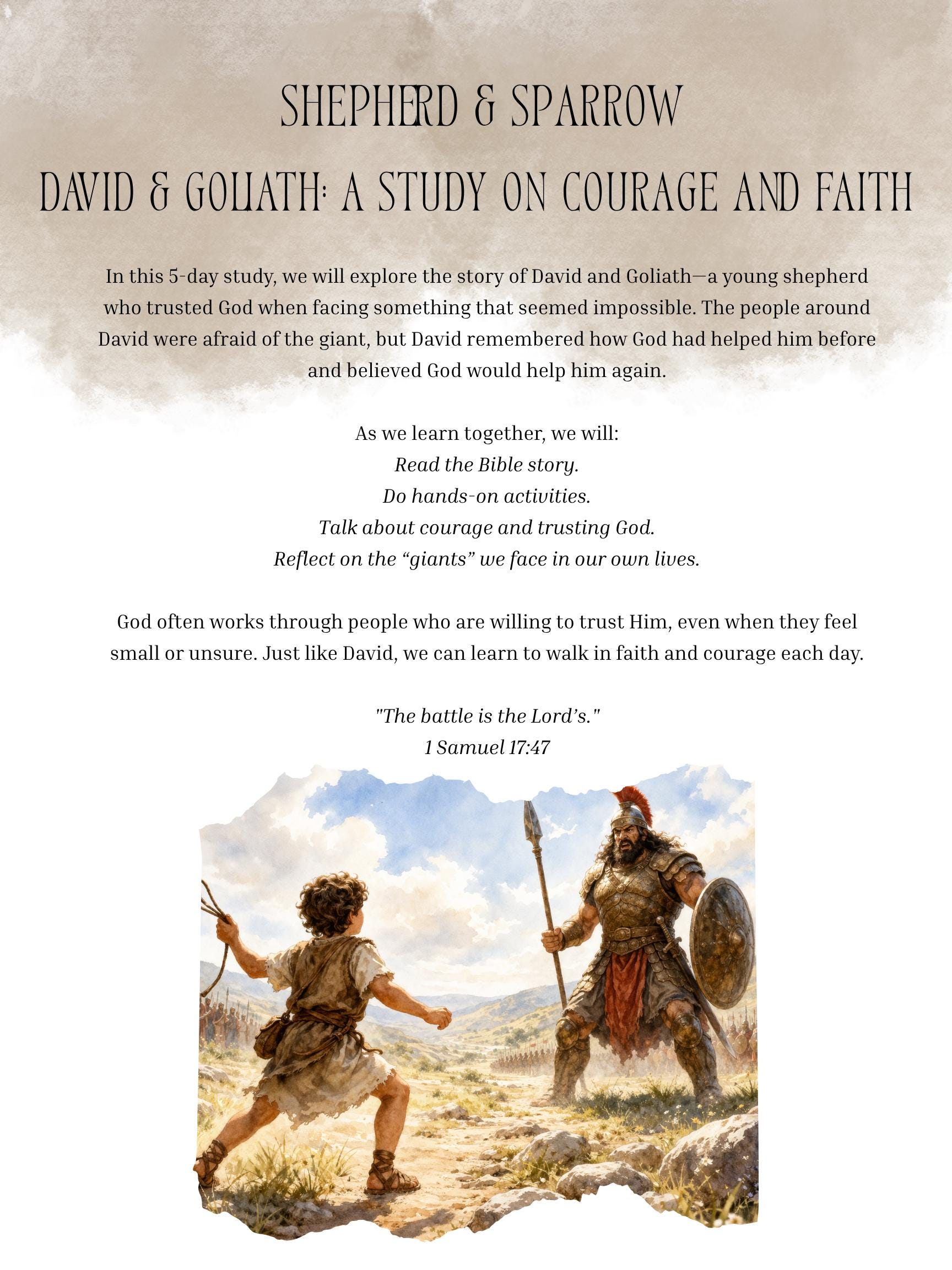 David and Goliath Bible Study Printable | Kids Scripture, Homeschool ...