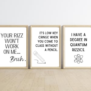 Funny Teacher Slang Posters BUNDLE, Gen Z sayings, Rizz-Bruh-Cringe, Teacher Decor