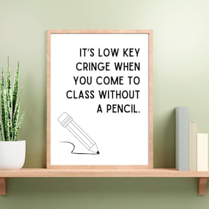 Póster divertido con jerga para profesores, vergüenza ajena cuando vienes sin lápiz, póster moderno para el aula, decoración para profesores