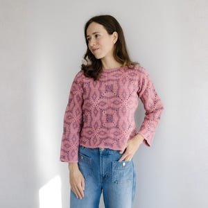 Mosaic Granny Square Crochet Top Pattern | Geometric Long Sleeve (PDF Download)