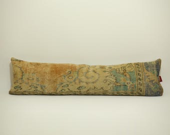 Handwoven Turkish Kilim Pillow, Turkish Carpet Pillow, Kilim Lumbar, 12x48 Pillow Cover, Decorative Throw Pillow, Boho Decor, Cushion Cover