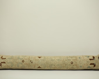 Vintage Kilim Lumbar Pillow Cover 8x48, Turkish Rug Pillow, Boho Neutral Decor Cushion, Handmade Long Lumbar Pillow for Bed Sofa