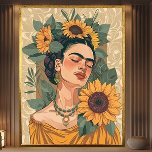 Frida Kahlo Gift Frida Art Canvas Floral Wall Art Feminist Wall Decor  Gift for Her Christmas Gift Interior Design Modern Unique Home Decor