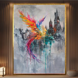 Phoenix Wall Art Phoenix Print Phoenix Artwork Framed Art Phoenix Rising Phoenix Decor Gift for Friend Unique Wall Decor Large Artwork