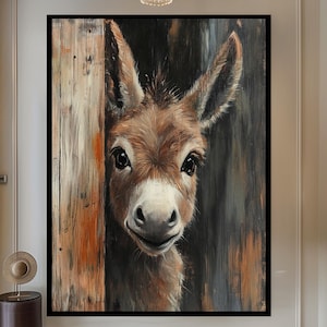 Regalo asino Arte divertente del ristorante Carta da parati divertente Arte per bambini Regalo commemorativo per animali domestici Arte del fienile Arazzo da parete Decorazione della fattoria Arte da parete incorniciata