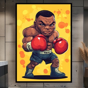 Mike Tyson Art Boxer Decor Sports Decor Motivation Poster Boy Wall Decor Birthday Gift Wall Hanging Dorm Decor Framed Art Large Artwork