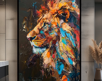 Leeuw schilderij Afrikaanse leeuw decoratie canvasafdruk dier cadeau dappere wanddecoratie cadeau voor papa cadeau-idee kerst verjaardag cadeau muurkunst