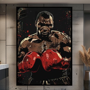 Decoración artística de Mike Tyson para boxeador, decoración deportiva, póster motivacional, regalo para hombre, regalo de cumpleaños, colgante de pared, decoración de dormitorio, arte de pared de moda, obra de arte grande