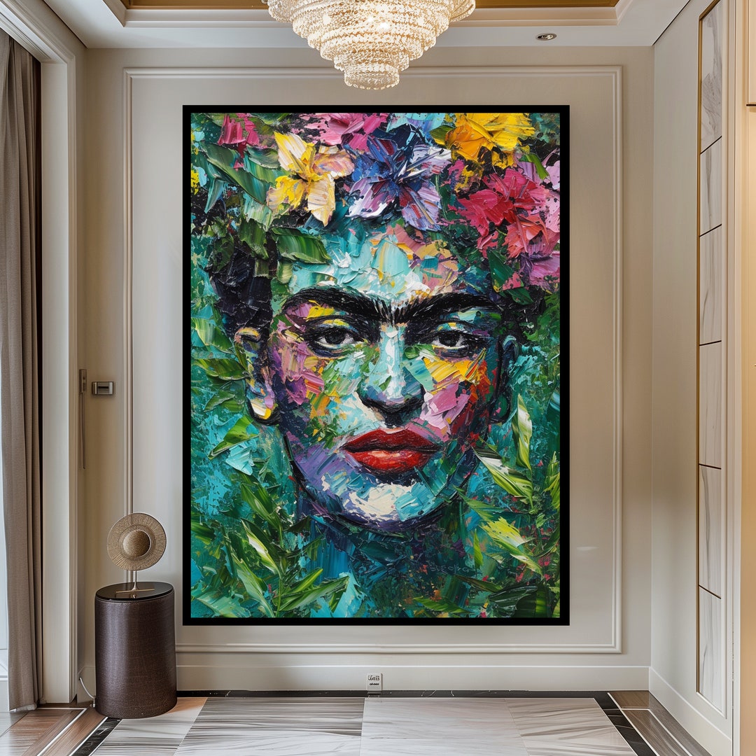 Frida Kahlo Leinwanddruck 30x45cm - Mexikanischer Künstler Wandbild Für Wohnzimmer & Büro