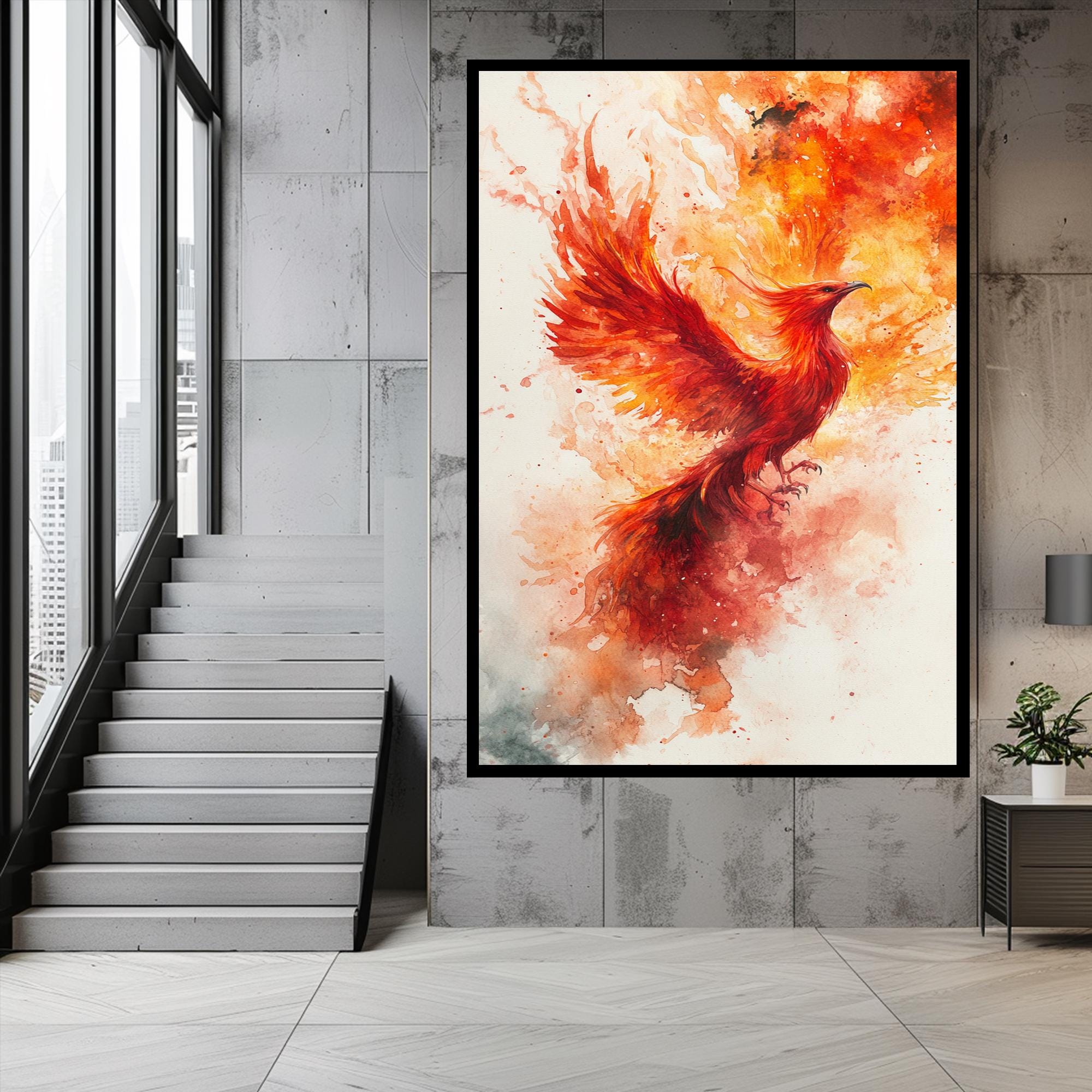 Fiery Phoenix Canvas Wall Art, Rising Fire Bird Print, Framed Decor - Etsy