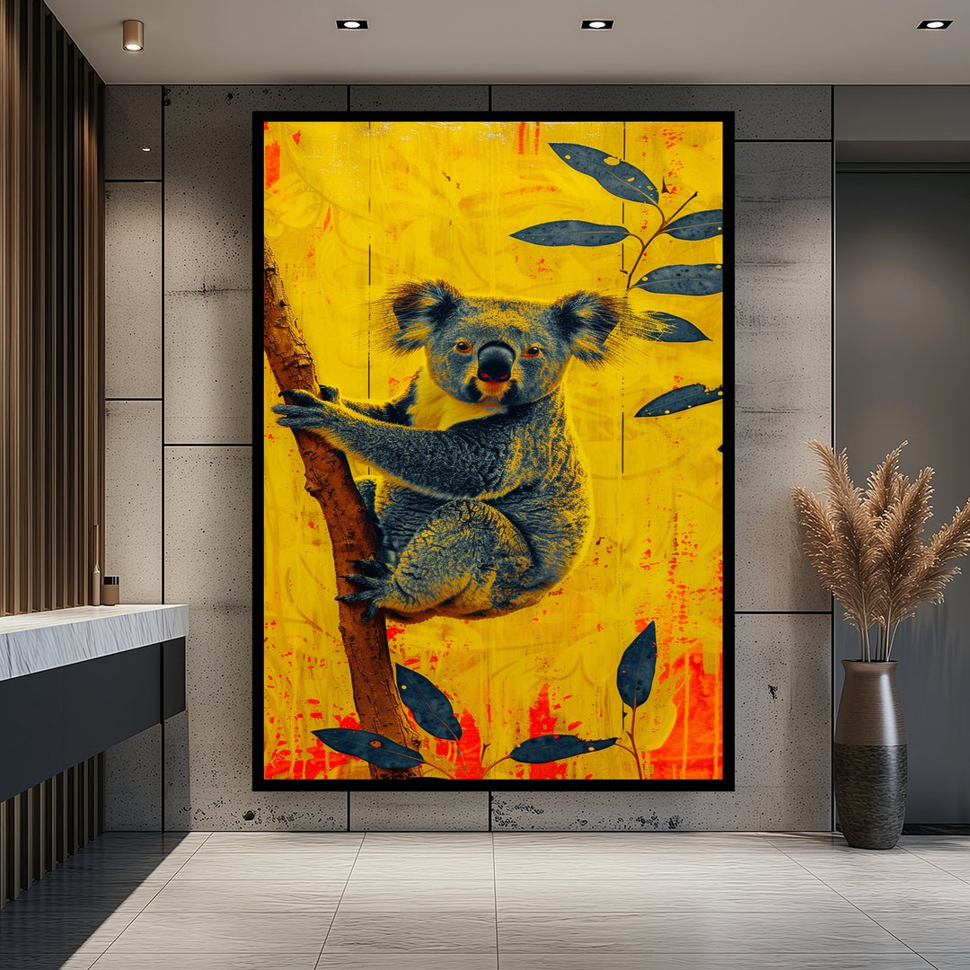 Koala Decor Pet Gift Forest Themed Art Nursery Decor Black Framed Art ...