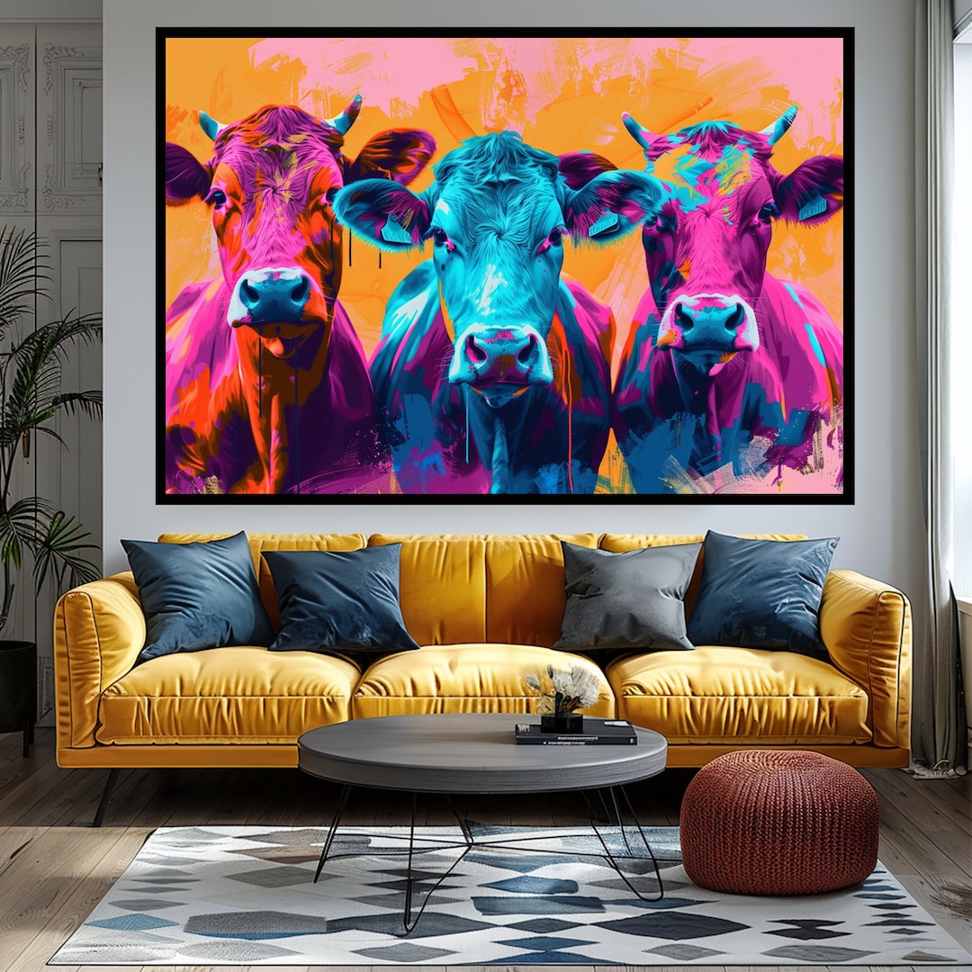 Stampa Su Tela Con Mucca Delle Highland - Quadro Rustico 40x60 Cm - Decorazione Per Soggiorno, Camera Da Letto, Asilo Nido