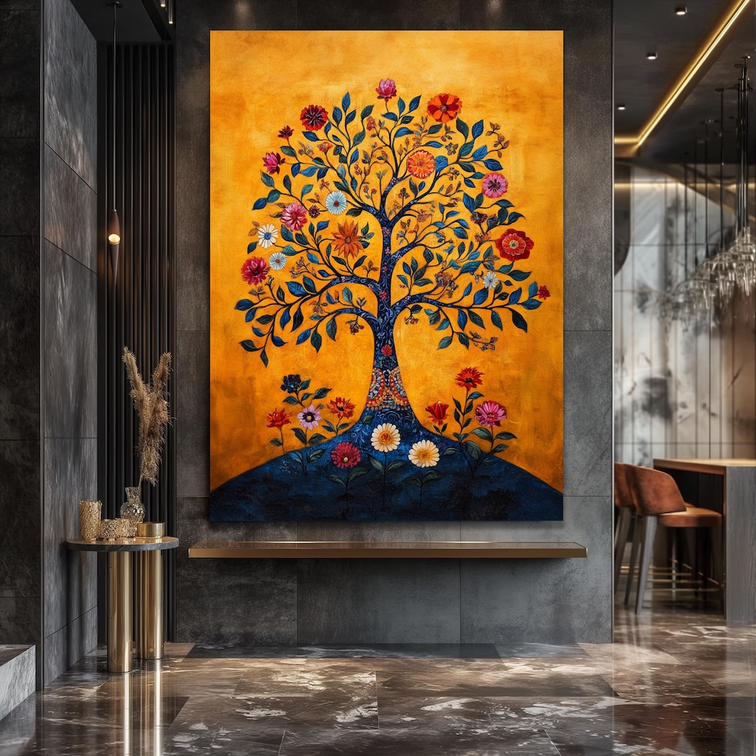 Tree of Life Canvas Wall Art Floral Tree Painting on Canvas Framed Art ...