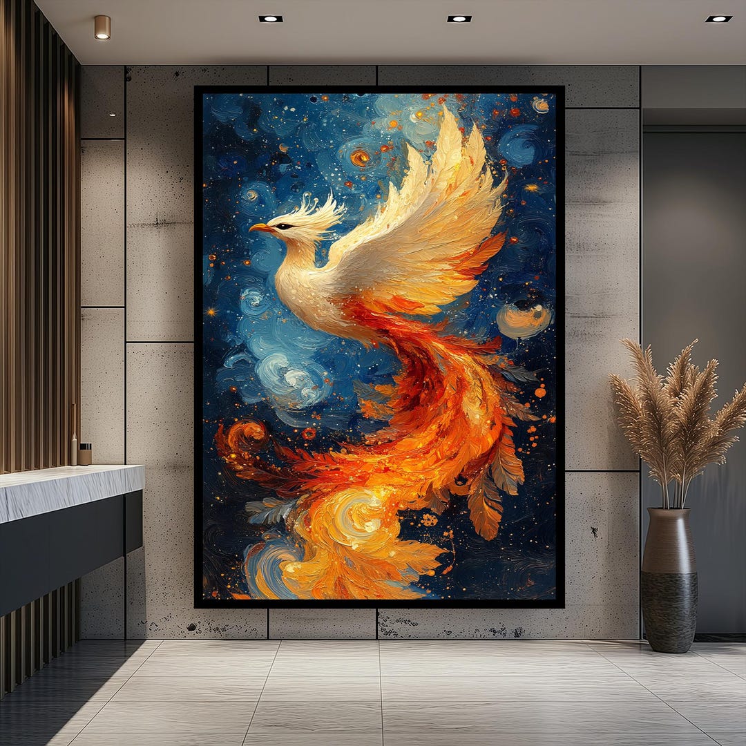 Phoenix Canvas Print, Mythical Bird Art, Framed Wall Hanging - Etsy