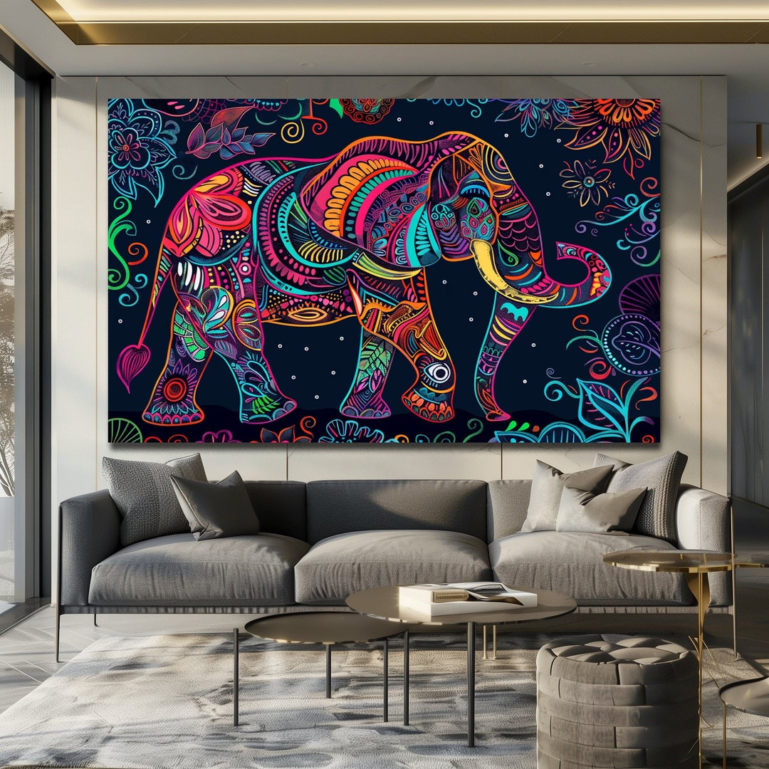 Elephant Mandala Art Print | Abstract Animal Nursery Decor - Etsy