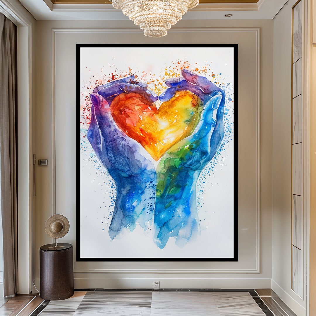 Watercolor Heart Art Love Symbol Painting Gift for Lover Birthday Gift ...