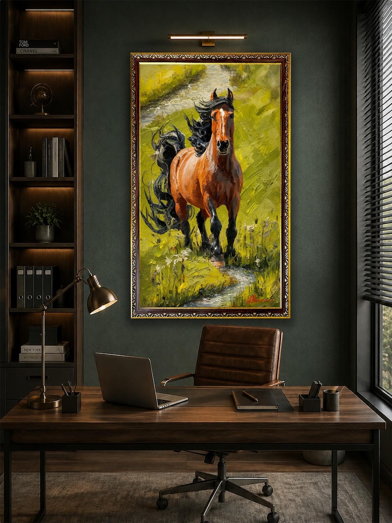 brown-horse-oil-painting-wall-decor-nature-inspired-wall-art