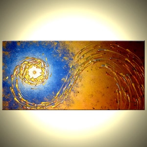 bol.com | Schilderij - Blauw Abstract, Print op canvas 80x60