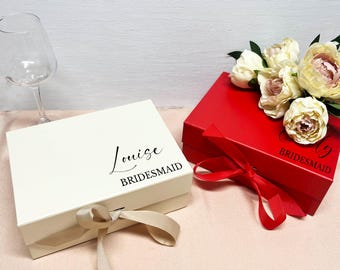 Benutzerdefinierte Magnetverschluss Box, personalisierte Brautjungfer Vorschlag Box, Braut und Bräutigam Geschenkbox, Paar Geschenkbox, Trauzeugen Box, leere Box