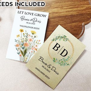 Let Love Grow Wedding Seed Packets, Custom Wedding Favor, Valentine&#39;s Day Gift, Birthday Seed Packets, Mixed Seeds Included