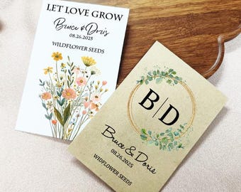 Let Love Grow Wedding Seed Packets, Custom Wedding Favor, Valentine&#39;s Day Gift, Birthday Seed Packets, Mixed Seeds Included