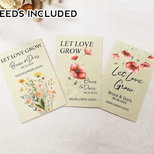Personalized Seed Packets, Wedding Favors for Guests in Bulk, Wedding Seed Packets, Custom Bridal Shower Favor, Wildflower Seed Favor