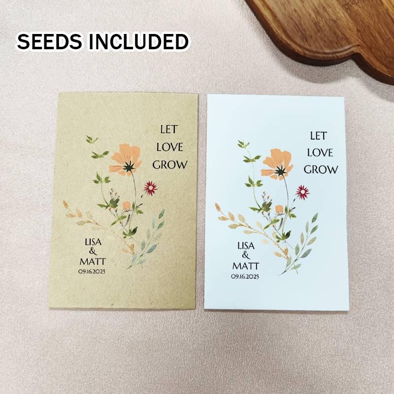 Seed Packet Wedding Favors, Wildflower Seed Favors, Let Love Grow, Eco-Friendly Favors, Let Love Grow Wedding Seed Packets, Custom Favors