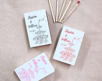 Personalized Wedding Favors, Custom Matchboxes, Champagne Tower Wedding Match Boxes, Reception Favors, Bridal Shower Favor,Gifts for Guests