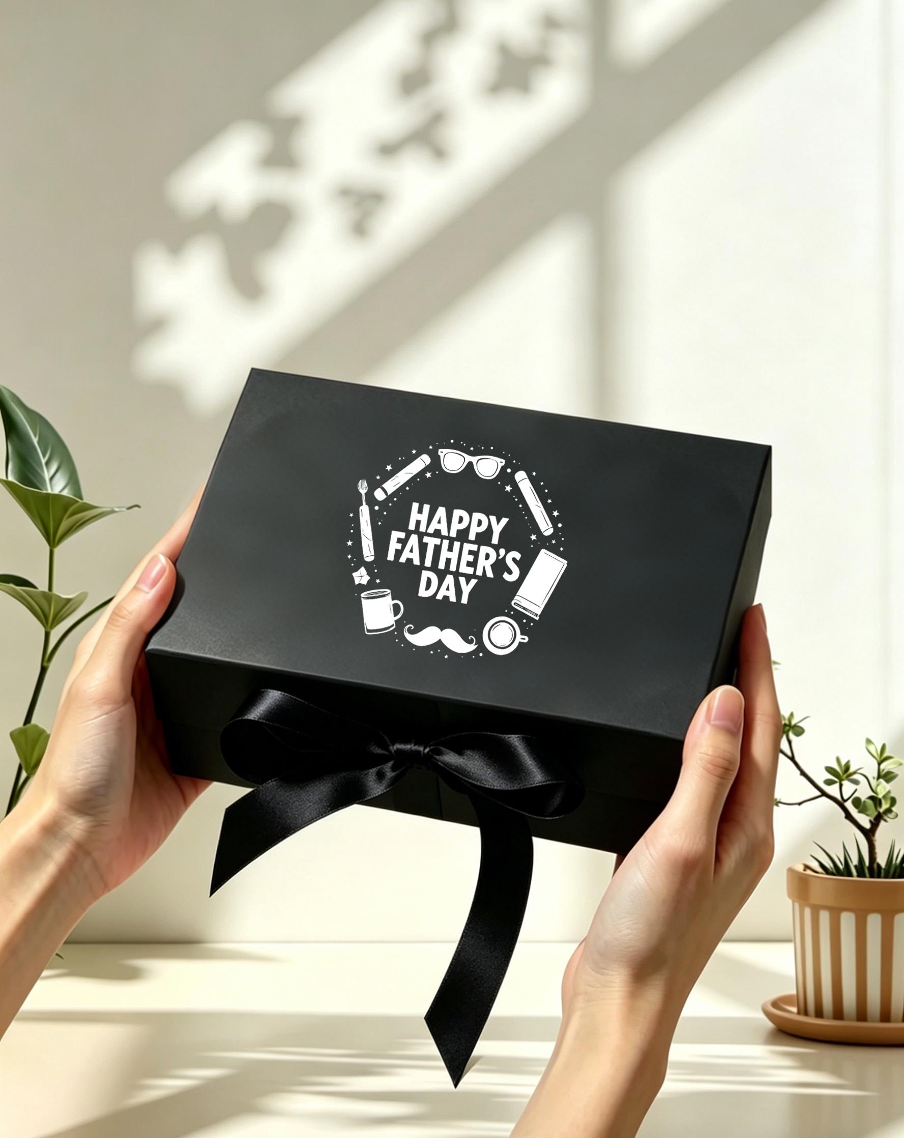 Custom Father's Day Gift Box, Personalized Black Minimalist Box for Dad ...