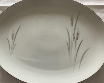 Plato de porcelana vintage de trigo platino / Plato elegante para servir, 14 pulgadas