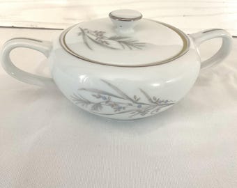 Azucarero vintage Castlecourt Fine China con diseño de espray de trigo japonés