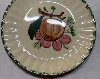 Plato de verduras pintado a mano de Blue Ridge Southern Potteries: decoración rústica de mediados de siglo
