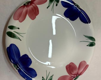 Platos italianos vintage Furio: plato de ensalada de cerámica floral pintado a mano de 8 pulgadas. Vajilla.