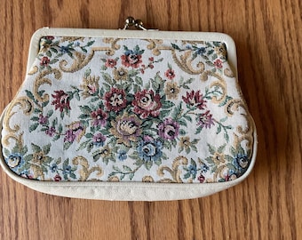 Bolso de mano vintage con tapiz floral