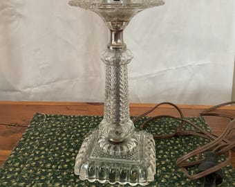Lámpara de mesa vintage de cristal tallado, estilo Hollywood Regency, 28 cm (sin pantalla)