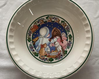 Plato para tarta infantil vintage de Watkins Country / Decoración navideña de cocina de 1989