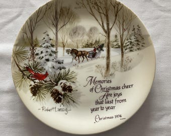 Plato navideño coleccionable de Robert Laessig / Decoración navideña vintage de 1974