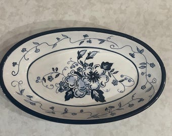 Plato floral azul Lang & Wise / Plato vintage con flores azules / Vajilla cottagecore / Vajilla inglesa de transferencia