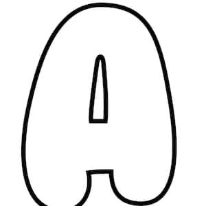 May include: A white letter 'A' with a thick black outline. The letter has a rounded, bubble-like design, with a solid black line forming the inner stroke. The background is plain white.