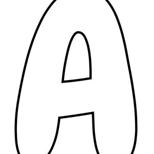 May include: A large, white letter "A" with a thick black outline. The letter has a rounded, bubble-like appearance, with a curved top and two rounded bottom sections. The inner part of the letter is also white.