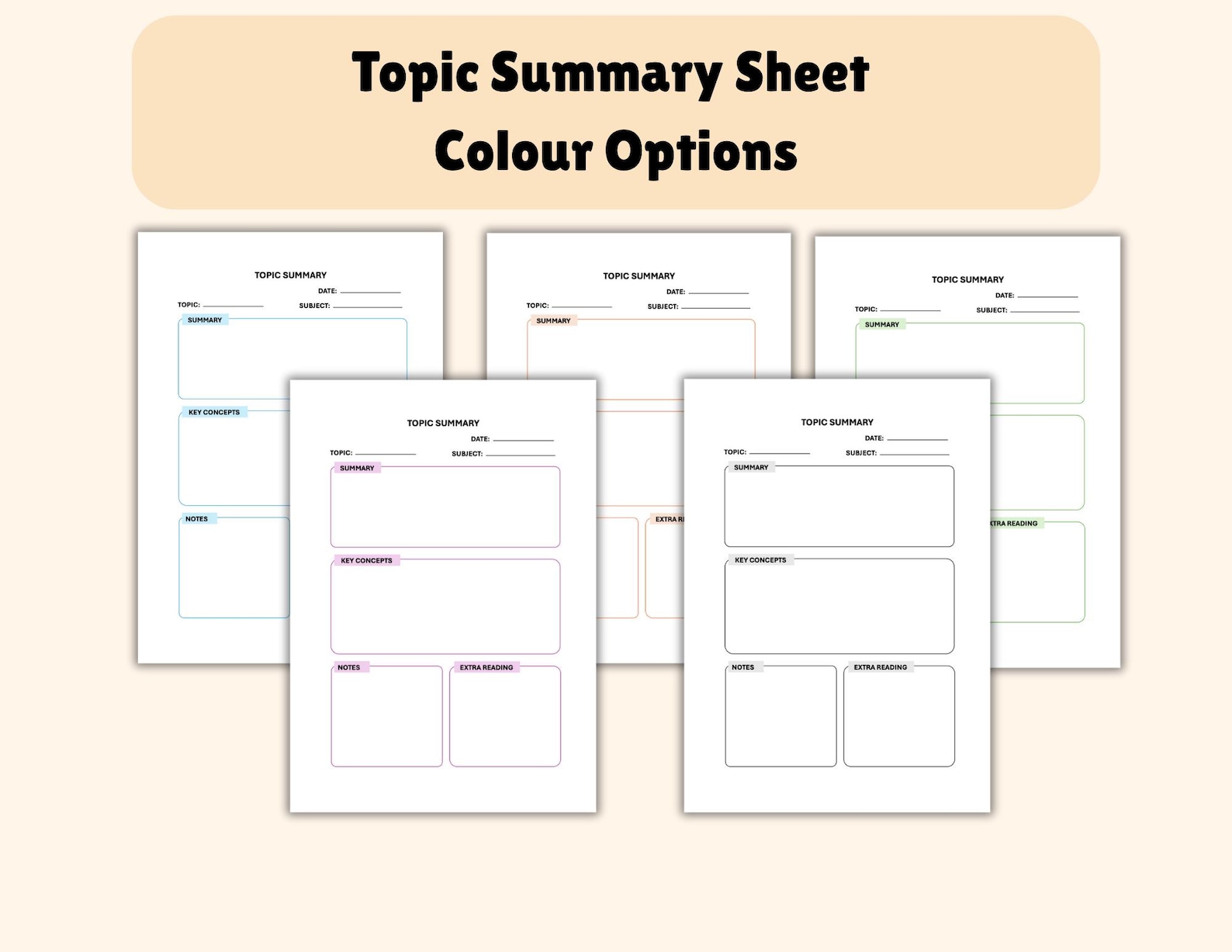 Printable Topic Summary and Note Template| Revision Sheet PDF| Revision ...