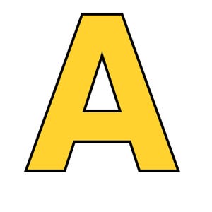 Alfabeto amarillo grande imprimible (A-Z) / 10 pulgadas / ABC grande / Pizarra escolar para la enseñanza en el aula / PNG / PDF